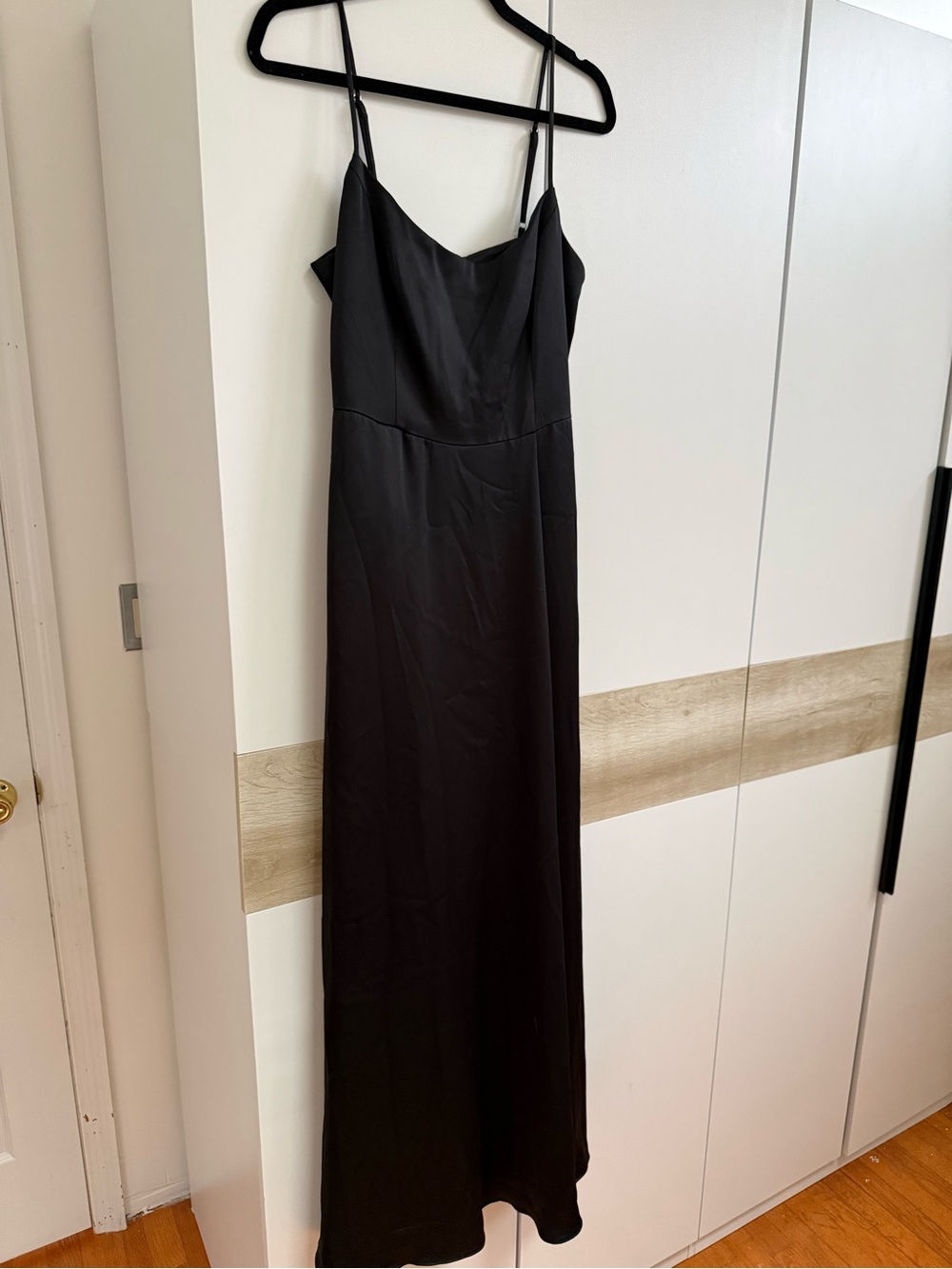 David’s Bridal Satin Bridesmaids Dress Black